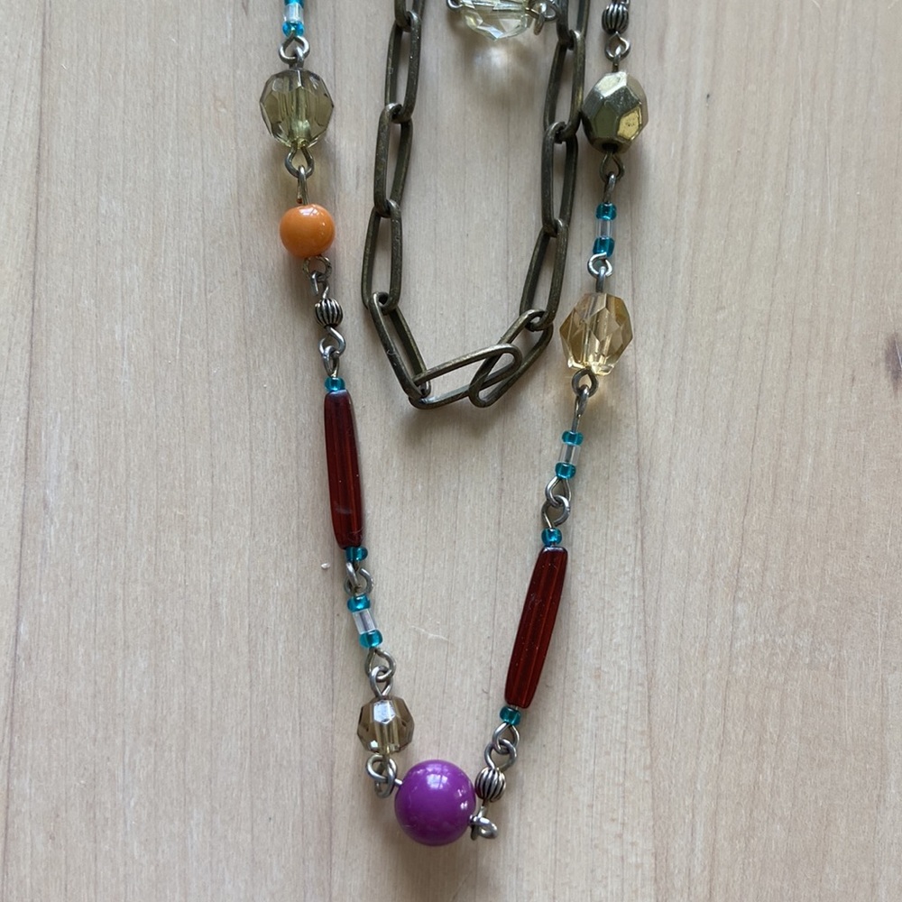 Layered Multi Colored Necklace - Picture 3 of 10